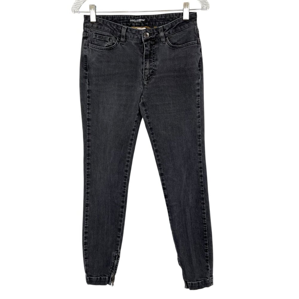 Dolce & Gabbana Womens Audrey Black Skinny Jeans Zip Ankle size IT 40 US 4